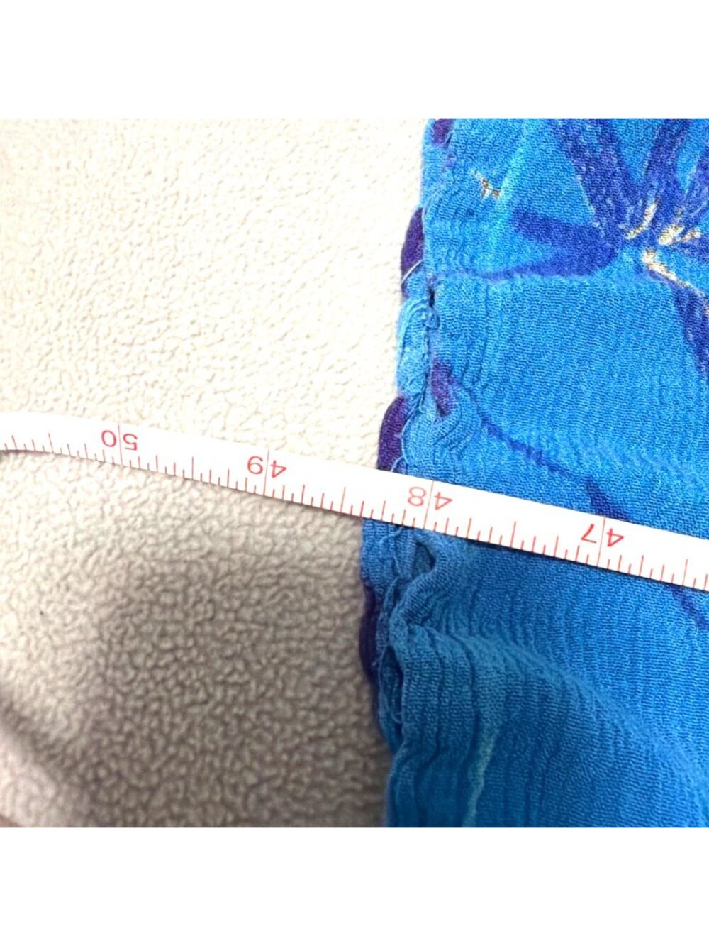 Tropical Print Maxi Dress Blue & Purple Short Sleeve Tie Waist Casual Boho gauze - Picture 6 of 6